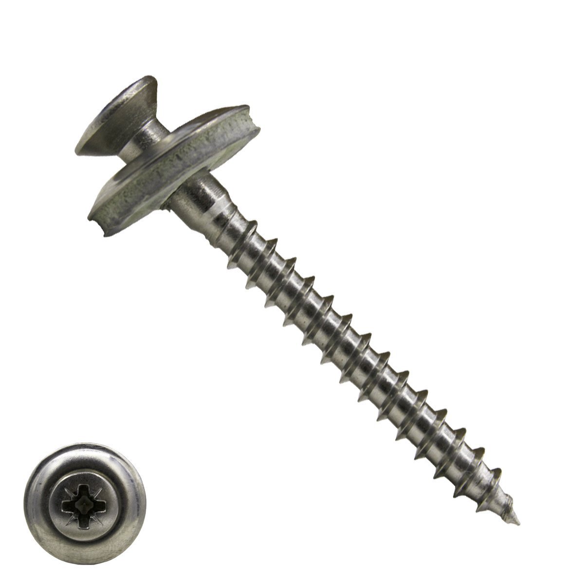 Alternatieve afbeelding voor Spenglerschrauben 4,5x80mm Edelstahl A2 Liseko 2-teilig POZI-2 200 Stück