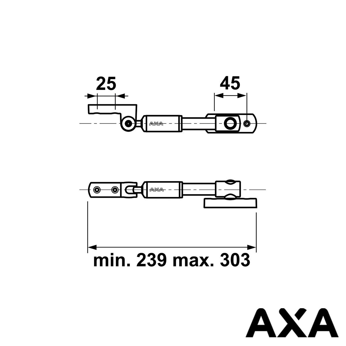 Alternatieve afbeelding voor Teleskop Fensterfeststeller AXA 20cm Schwarz nach außen drehend