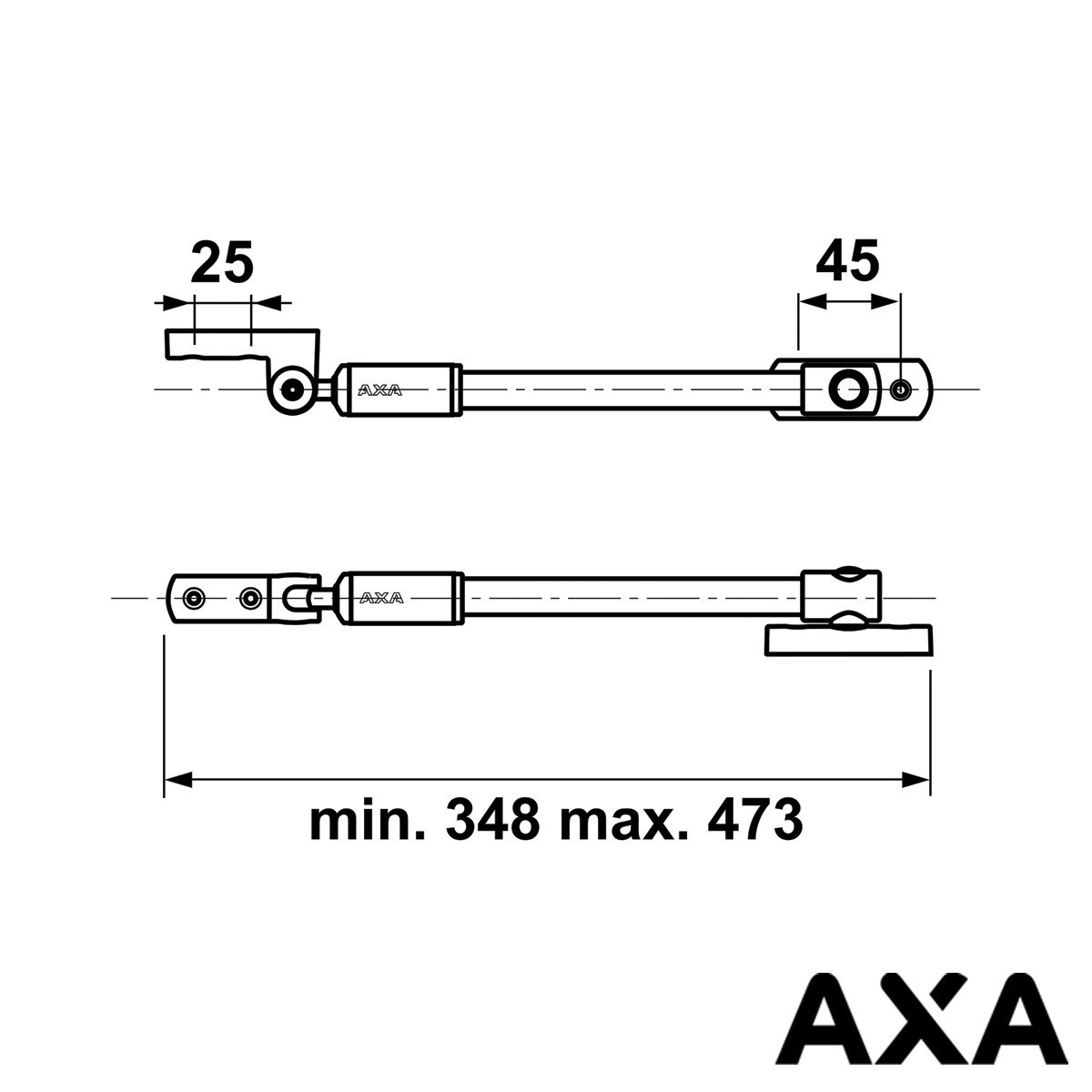 Alternatieve afbeelding voor Teleskop Fensterfeststeller AXA 30cm Schwarz nach außen drehend