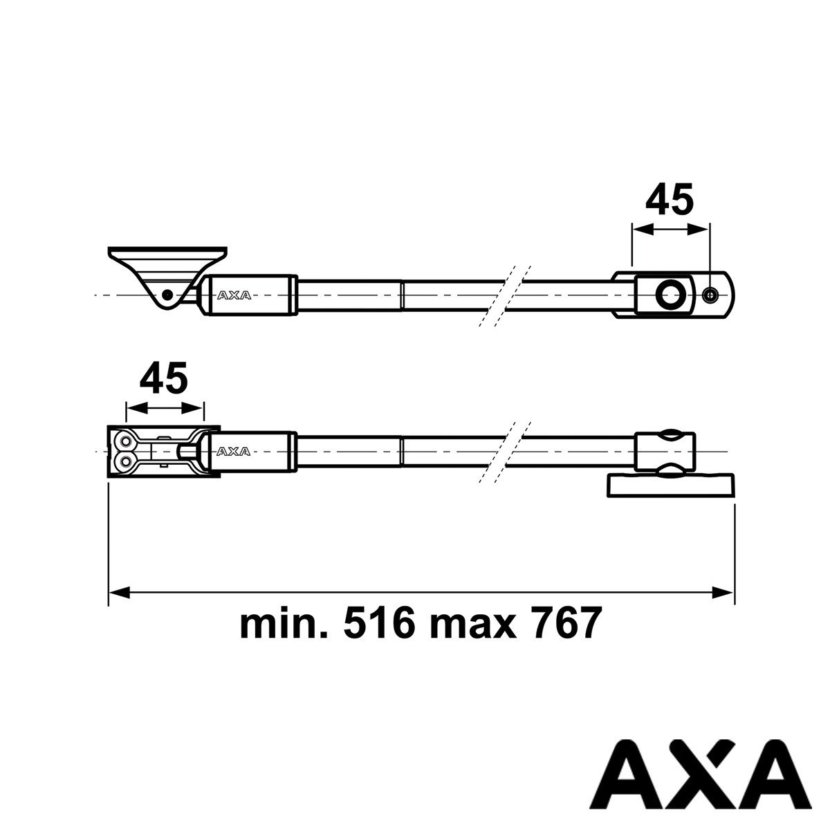 Alternatieve afbeelding voor Teleskop Fensterfeststeller AXA 50cm Weiß nach außen drehend