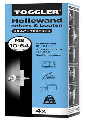 Alternatieve afbeelding voor Toggler Hohlraumanker mit Schrauben M8 10-64mm 4 Stück