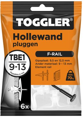 Alternatieve afbeelding voor Toggler Hohlraumdübel f-rail TBE1-6 9-13mm 6 Stück
