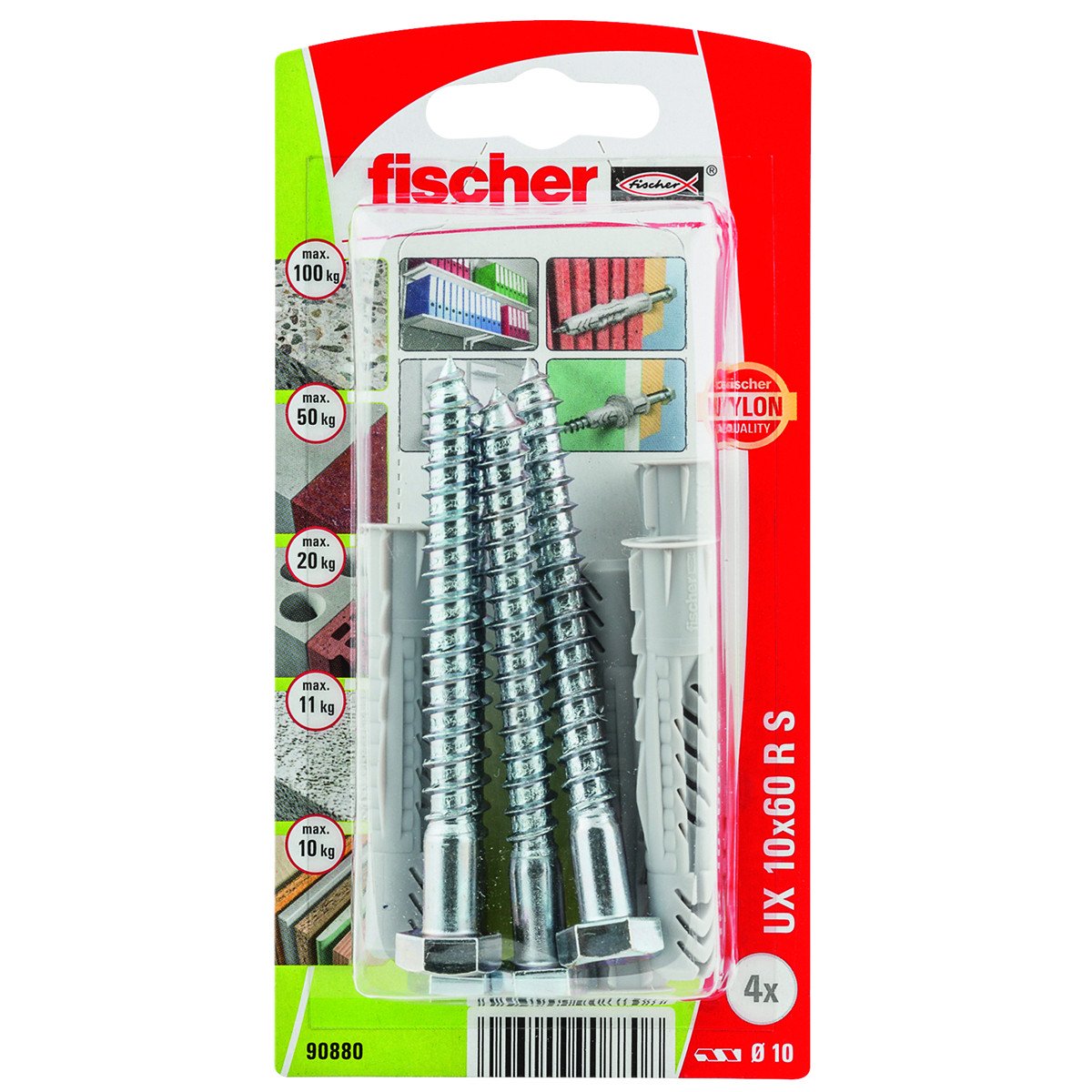 Alternatieve afbeelding voor Universaldübel UX 10x60 R S mit Kragen und Schlüsselschrauben 8x80mm 4 Stück