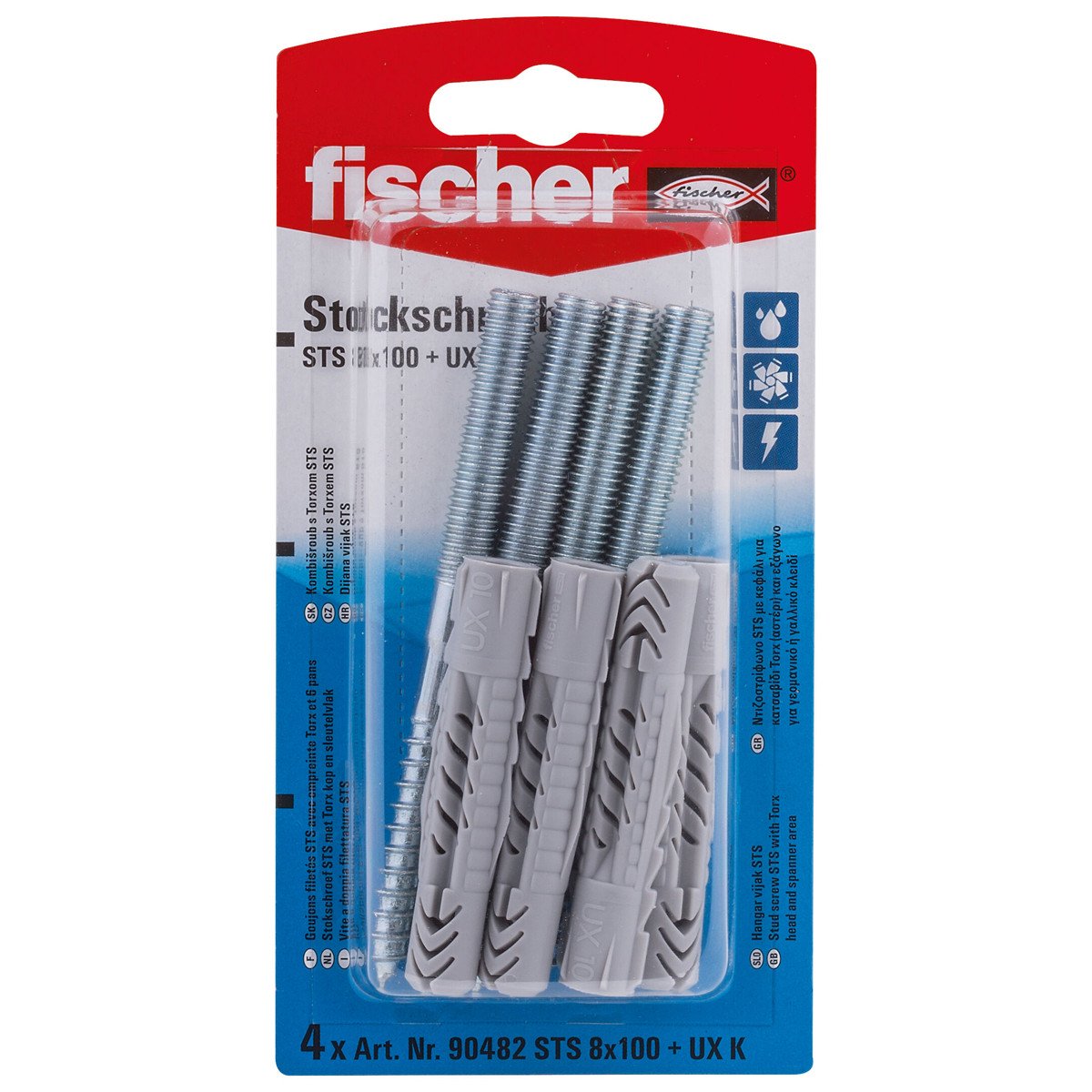Alternatieve afbeelding voor Universaldübel UX 10x60 K mit Kragen und Stockschrauben TX 8x100mm 4 Stück