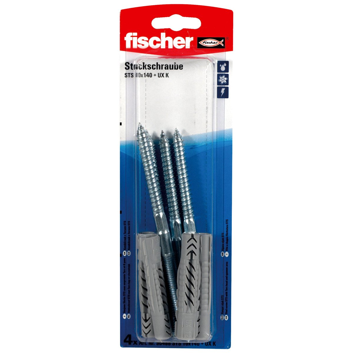 Alternatieve afbeelding voor Universaldübel UX 12x70 K mit Stockschrauben 10x140mm 4 Stück