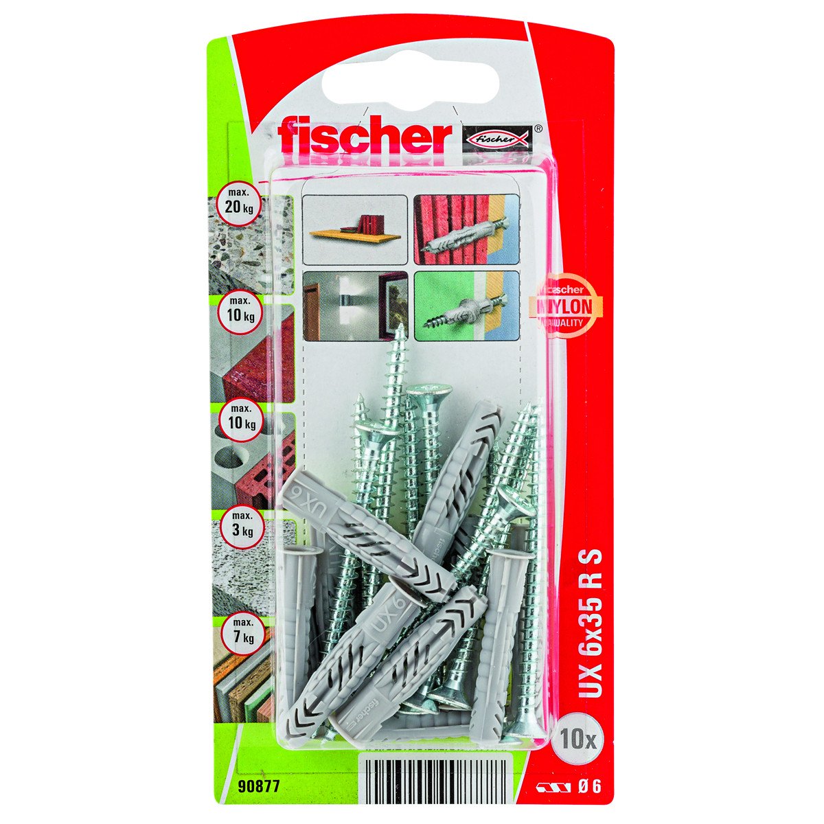 Alternatieve afbeelding voor Universaldübel UX 6x35 R S mit Kragen mit Schrauben 4,5x45mm 10 Stück