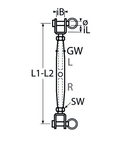 Alternatieve afbeelding voor Wantenspanner Gabel-Gabel geschweißt M8 Edelstahl A4 1 Stück