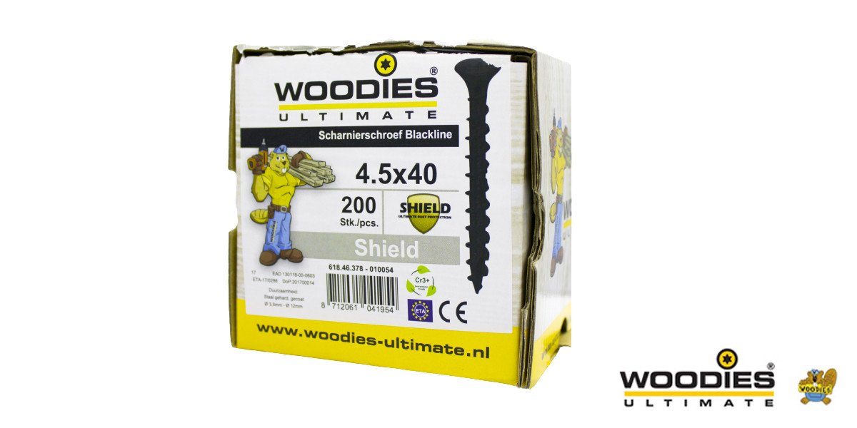 Alternatieve afbeelding voor Woodies Beschlagschrauben Senkkopf kop Blackline Schwarz TORX-20 4,5x40mm 200 Stück