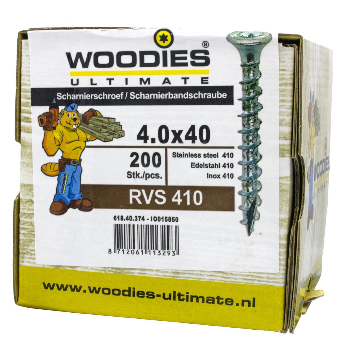Alternatieve afbeelding voor Woodies Beschlagschrauben Senkkopf kop Edelstahl C1 / 410 TORX-20 4x40mm 200 Stück