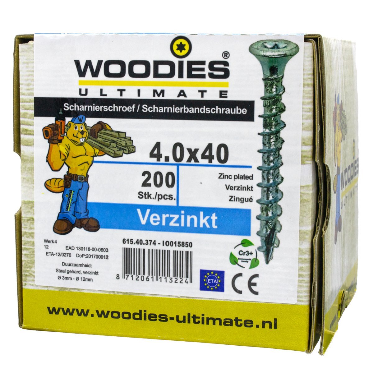 Alternatieve afbeelding voor Woodies Beschlagschrauben Senkkopf kop verzinkt TORX-20 4x40mm 200 Stück