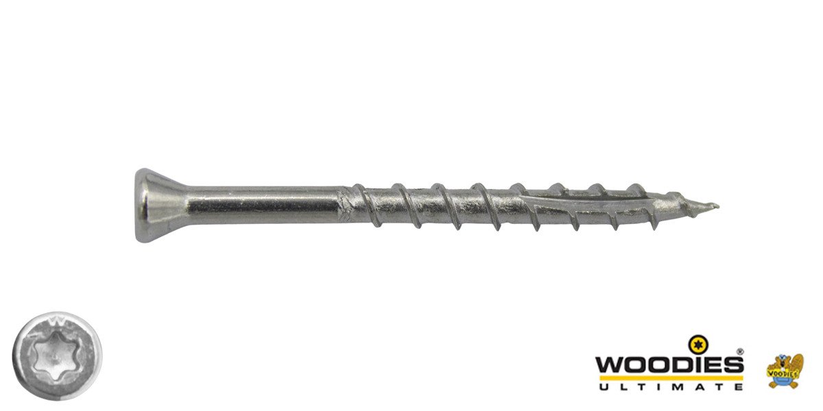 Alternatieve afbeelding voor Woodies Glasleistenschrauben Edelstahl C1 / 410 TORX-10 Senkkopf 3,5x40/26 Teilgewinde 200 Stück