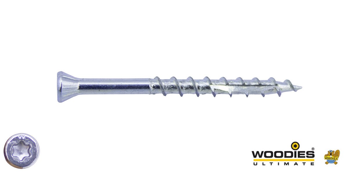 Alternatieve afbeelding voor Woodies Glasleistenschrauben verzinkt TORX-10 Senkkopf 3,5x40/26 Teilgewinde 200 Stück