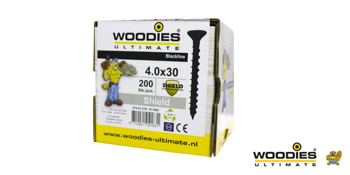 Alternatieve afbeelding voor Woodies Holzbauschrauben Blackline Shield TORX-20 Senkkopf 4x30mm 200Stück