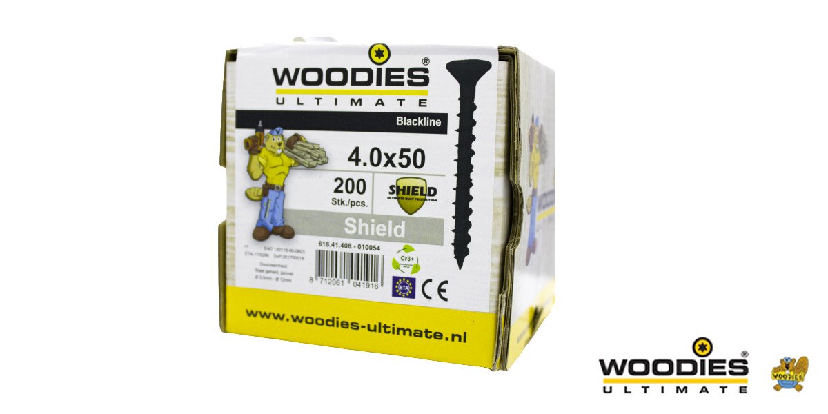 Alternatieve afbeelding voor Woodies Holzbauschrauben Blackline Shield TORX-20 Senkkopf 4x50mm 200 Stück