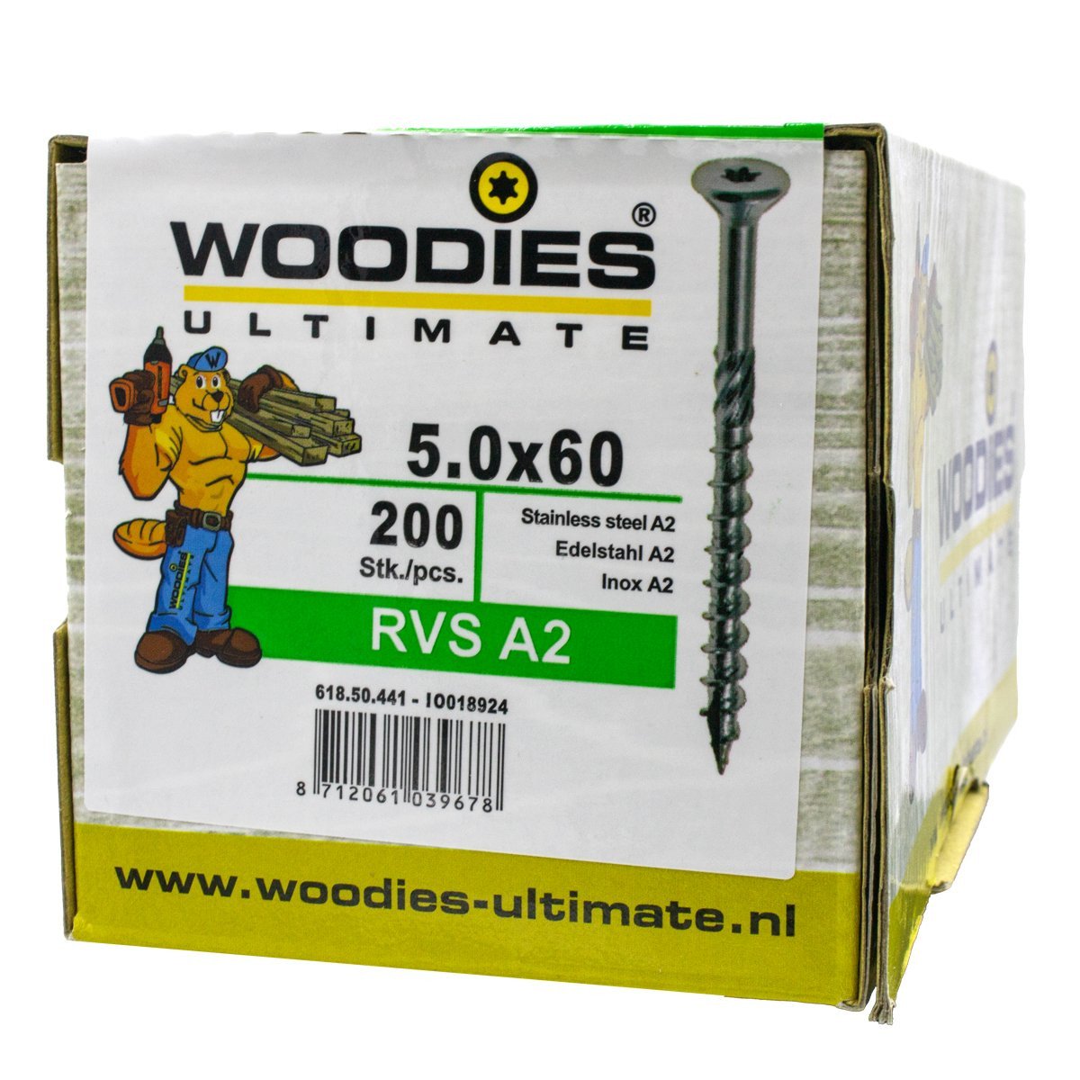 Alternatieve afbeelding voor Woodies Holzbauschrauben Edelstahl A2 TORX-25 Senkkopf 5x60/35mm Teilgewinde 200 Stück