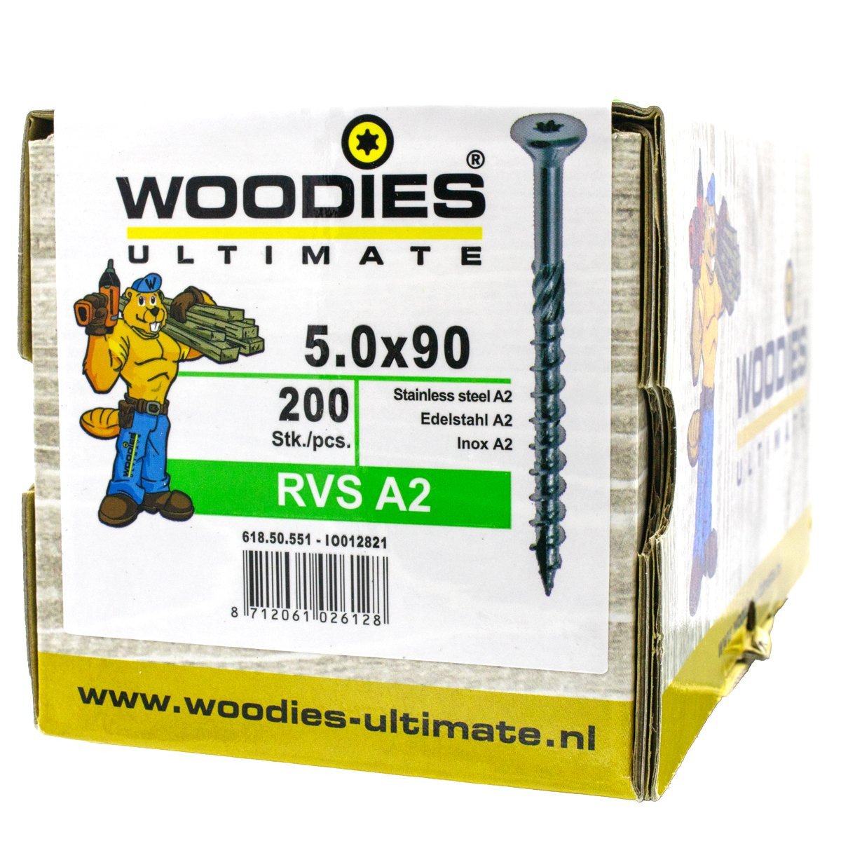 Alternatieve afbeelding voor Woodies Holzbauschrauben Edelstahl A2 TORX-25 Senkkopf 5x90/55mm Teilgewinde 200 Stück