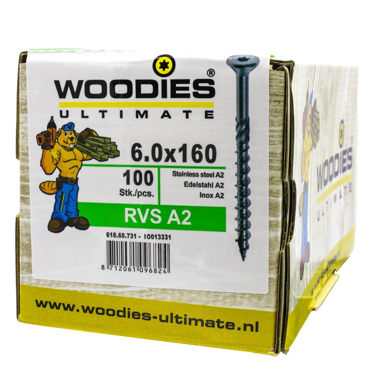 Alternatieve afbeelding voor Woodies Holzbauschrauben Edelstahl A2 TORX-30 Senkkopf 6x160/70mm Teilgewinde 100 Stück