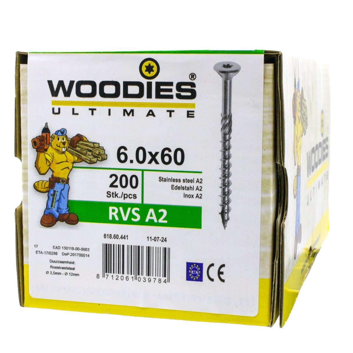 Alternatieve afbeelding voor Woodies Holzbauschrauben Edelstahl A2 TORX-30 Senkkopf 6x60/35mm Teilgewinde 200 Stück