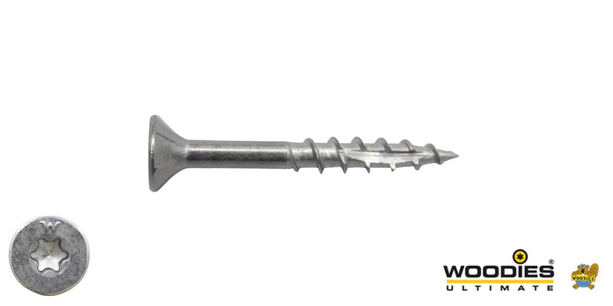 Alternatieve afbeelding voor Woodies Holzbauschrauben Edelstahl C1 / 410 TORX-20 Senkkopf 4x30/18mm Teilgewinde 200 Stück