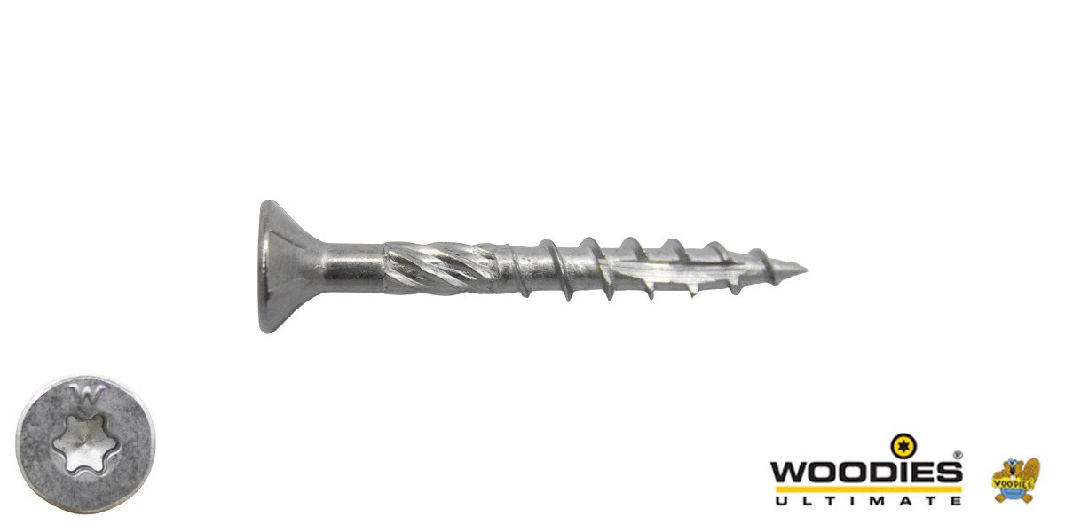 Alternatieve afbeelding voor Woodies Holzbauschrauben Edelstahl C1 / 410 TORX-20 Senkkopf 4x40/24mm Teilgewinde 200 Stück