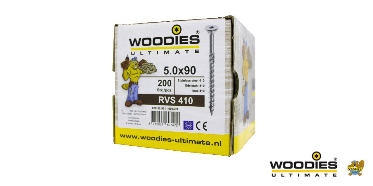 Alternatieve afbeelding voor Woodies Holzbauschrauben Edelstahl C1 / 410 TORX-25 Senkkopf 5x90/55mm Teilgewinde 200 Stück