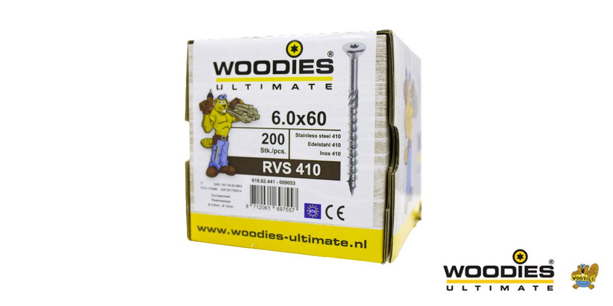 Alternatieve afbeelding voor Woodies Holzbauschrauben Edelstahl C1 / 410 TORX-30 Senkkopf 6x60/35mm Teilgewinde 200 Stück