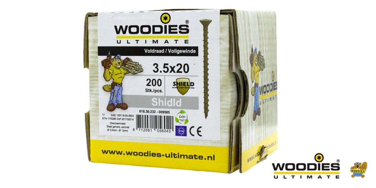 Alternatieve afbeelding voor Woodies Holzbauschrauben Senkkopf Shield TORX-15 3,5x20mm 200 Stück