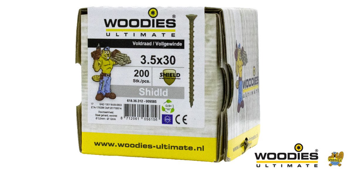 Alternatieve afbeelding voor Woodies Holzbauschrauben Senkkopf Shield TORX-15 3,5x30mm 200 Stück