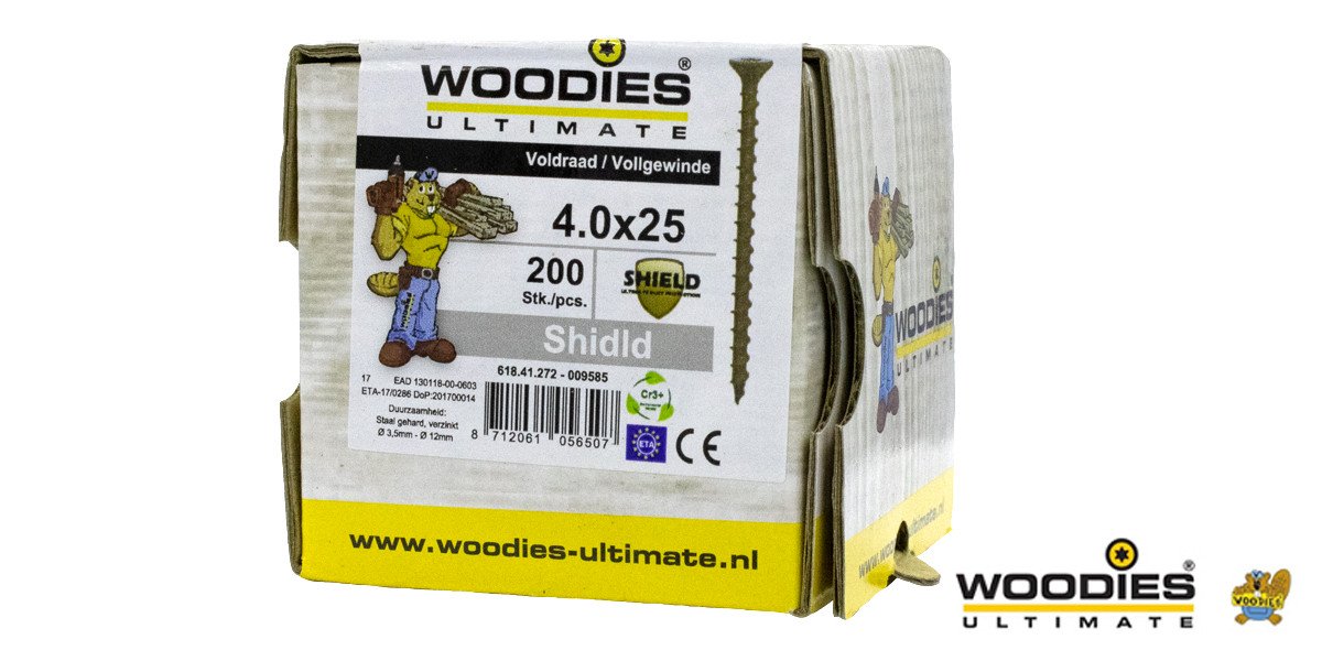 Alternatieve afbeelding voor Woodies Holzbauschrauben Senkkopf Shield TORX-20 4x25mm 200 Stück