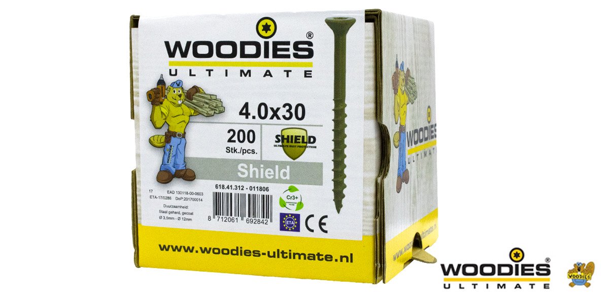Alternatieve afbeelding voor Woodies Holzbauschrauben Senkkopf Shield TORX-20 4x30/18mm Teilgewinde 200 Stück