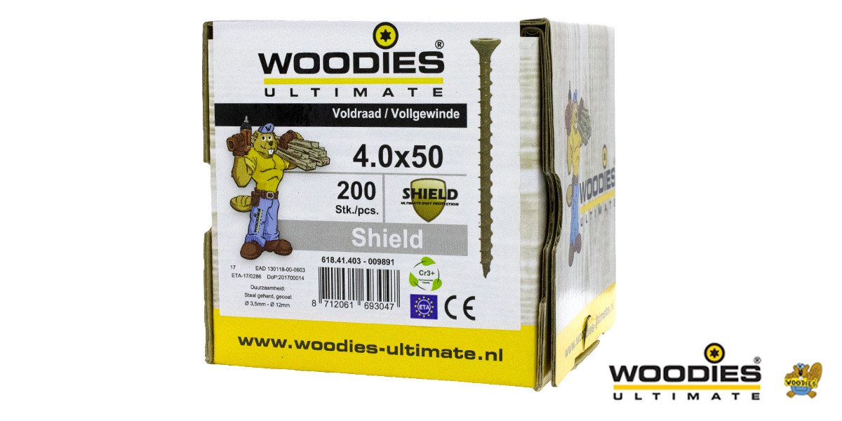 Alternatieve afbeelding voor Woodies Holzbauschrauben Senkkopf Shield TORX-20 4x50mm 200 Stück