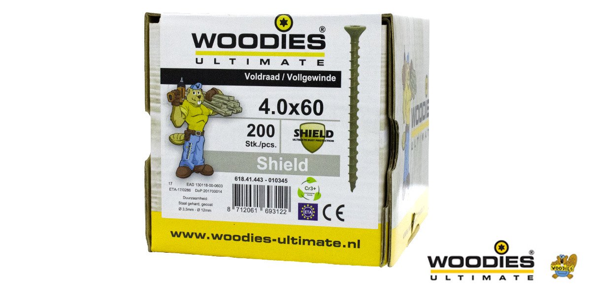 Alternatieve afbeelding voor Woodies Holzbauschrauben Senkkopf Shield TORX-20 4x60mm 200 Stück