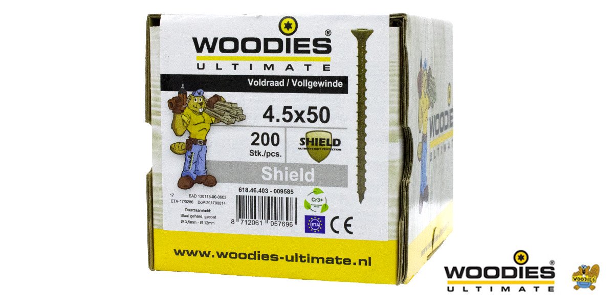 Alternatieve afbeelding voor Woodies Holzbauschrauben Senkkopf Shield TORX-25 4,5x50mm 200 Stück
