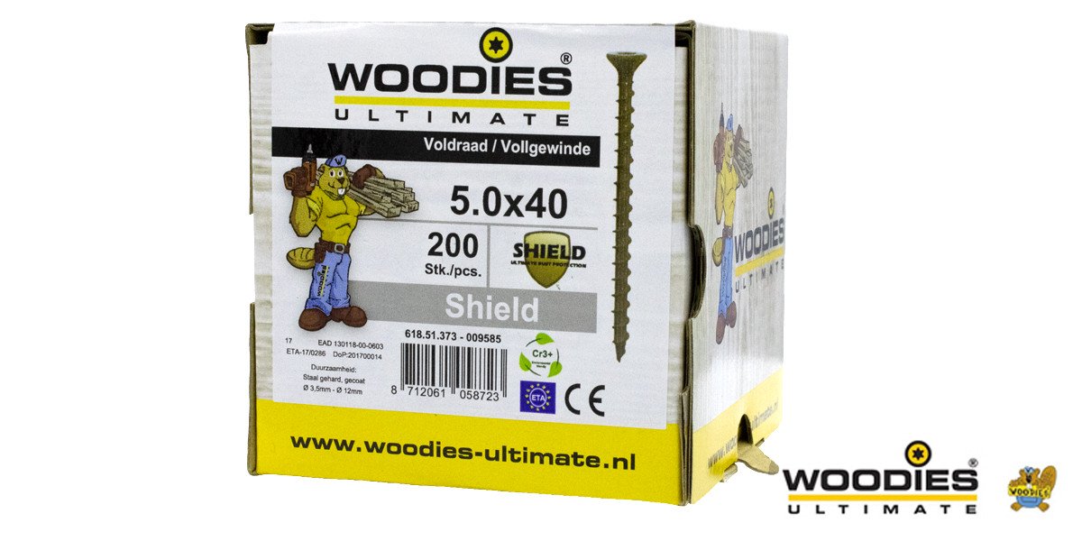 Alternatieve afbeelding voor Woodies Holzbauschrauben Senkkopf Shield TORX-25 5x40mm 200 Stück