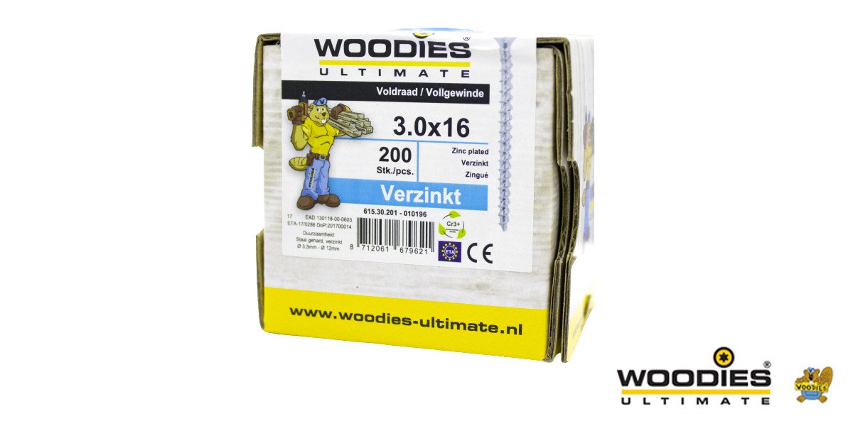 Alternatieve afbeelding voor Woodies Holzbauschrauben verzinkt TORX-10 Senkkopf 3x16mm 200 Stück