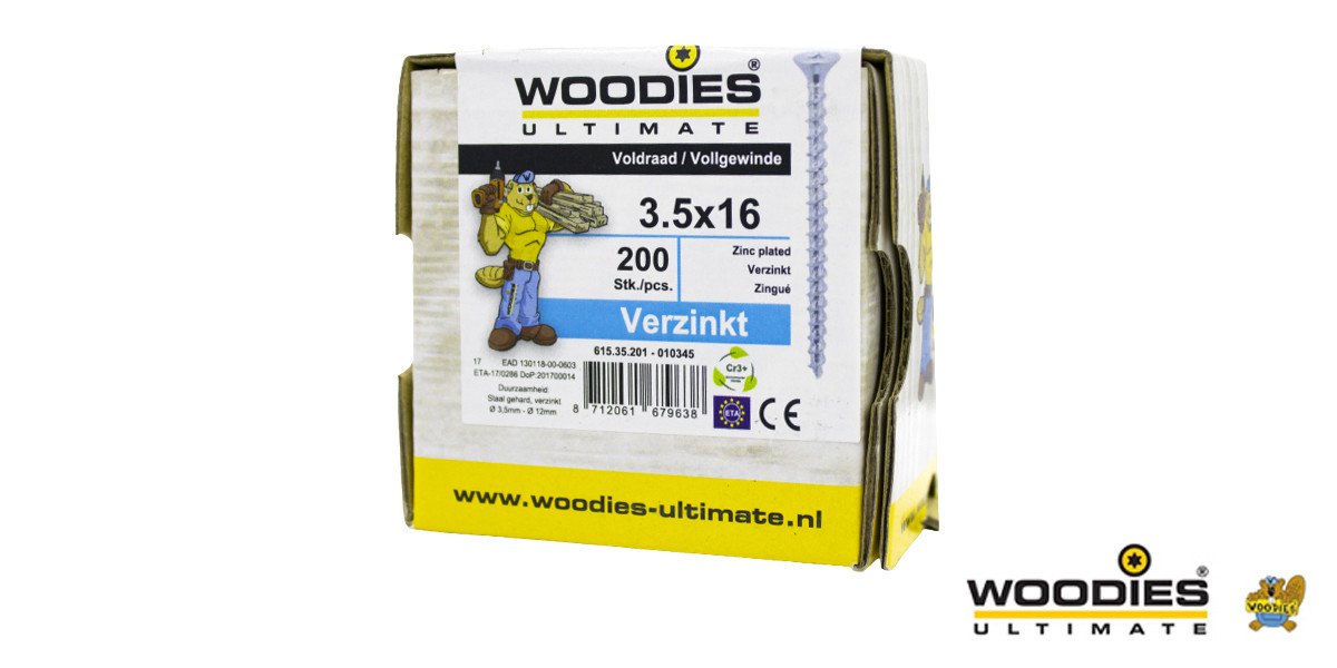 Alternatieve afbeelding voor Woodies Holzbauschrauben verzinkt TORX-15 Senkkopf 3,5x16mm 200 Stück