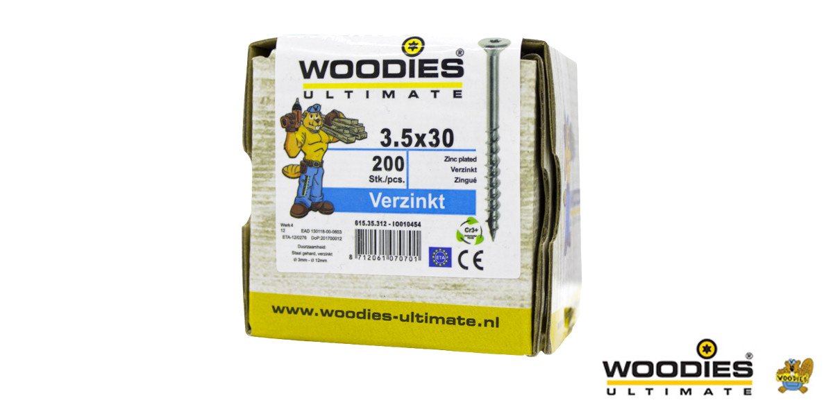 Alternatieve afbeelding voor Woodies Holzbauschrauben verzinkt TORX-15 Senkkopf 3,5x30/18mm Teilgewinde 200 Stück
