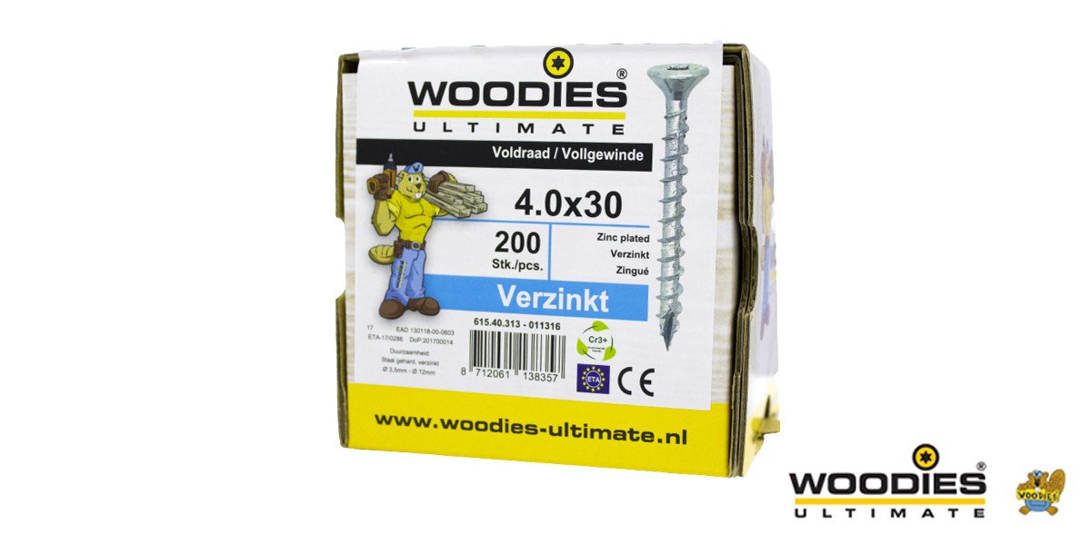Alternatieve afbeelding voor Woodies Holzbauschrauben verzinkt TORX-20 Senkkopf 4x30mm 200 Stück