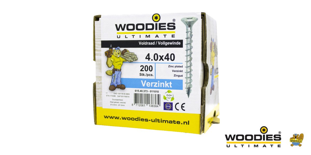 Alternatieve afbeelding voor Woodies Holzbauschrauben verzinkt TORX-20 Senkkopf 4x40mm 200 Stück