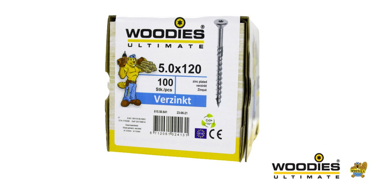 Alternatieve afbeelding voor Woodies Holzbauschrauben verzinkt TORX-25 Senkkopf 5x120/70mm Teilgewinde 100 Stück