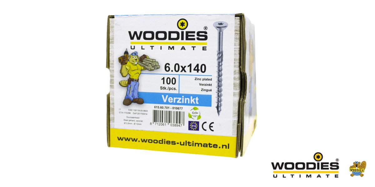 Alternatieve afbeelding voor Woodies Holzbauschrauben verzinkt TORX-30 Senkkopf 6x140/70mm Teilgewinde 100 Stück