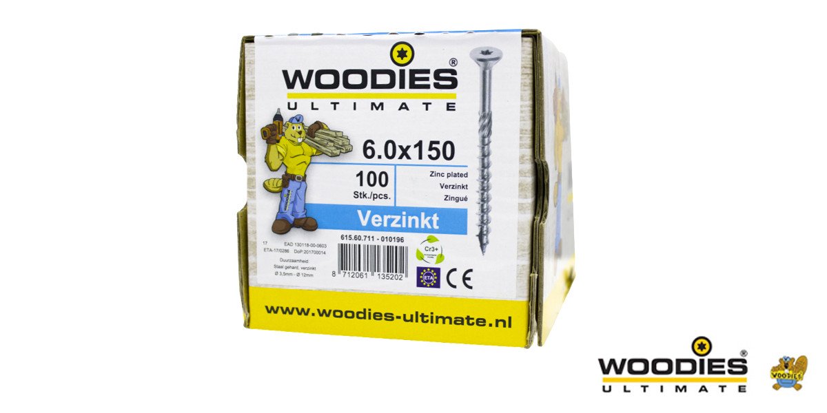 Alternatieve afbeelding voor Woodies Holzbauschrauben verzinkt TORX-30 Senkkopf 6x150/70mm Teilgewinde 100 Stück