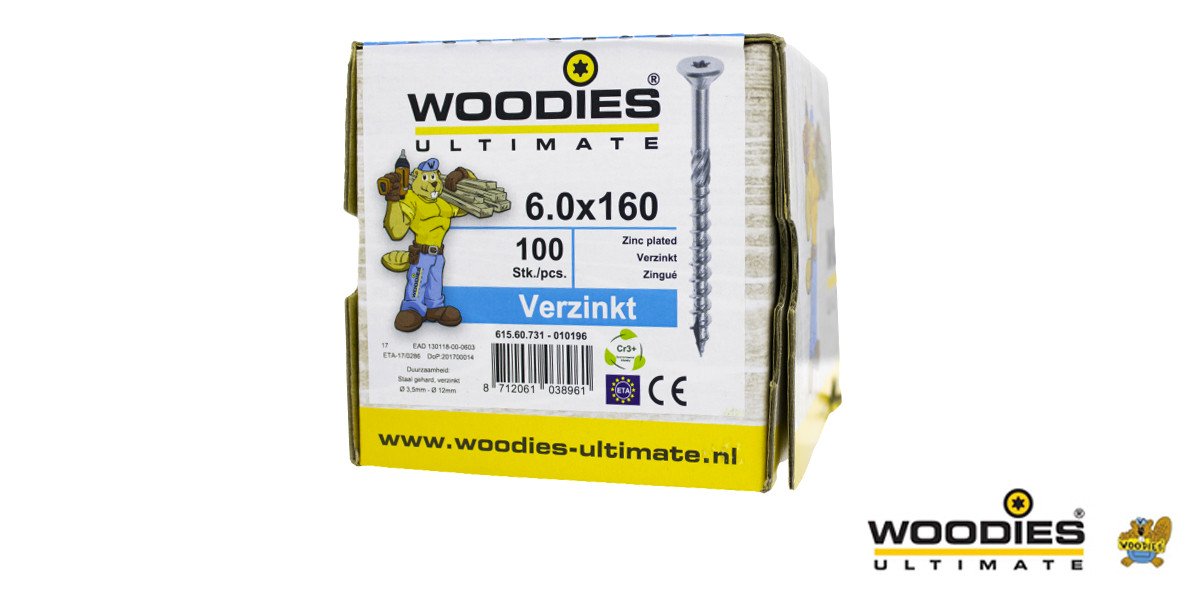 Alternatieve afbeelding voor Woodies Holzbauschrauben verzinkt TORX-30 Senkkopf 6x160/70mm Teilgewinde 100 Stück
