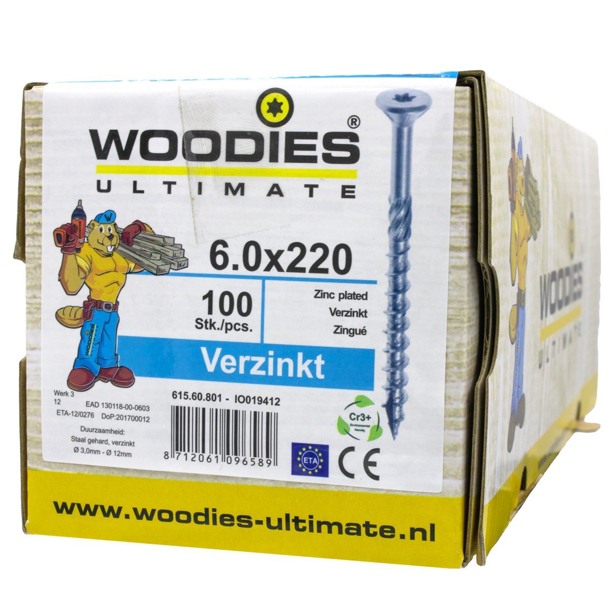 Alternatieve afbeelding voor Woodies Holzbauschrauben verzinkt TORX-30 Senkkopf 6x220/70mm Teilgewinde 100 Stück