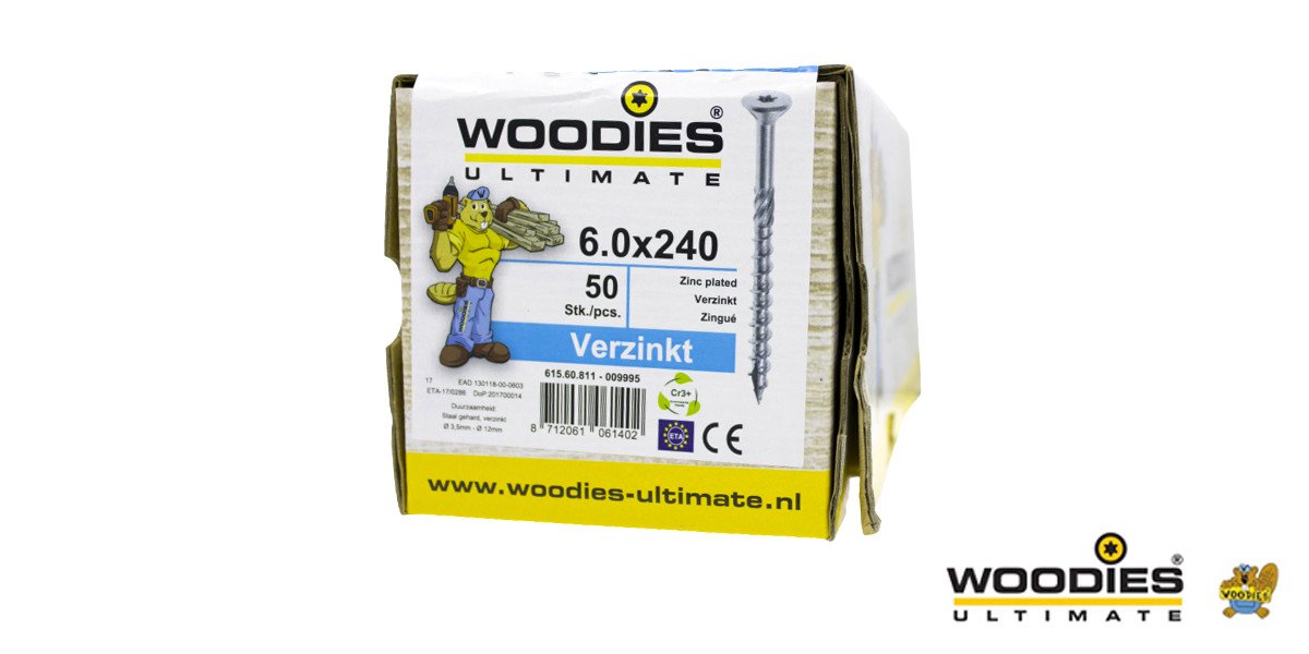 Alternatieve afbeelding voor Woodies Holzbauschrauben verzinkt TORX-30 Senkkopf 6x240/70mm Teilgewinde 50 Stück