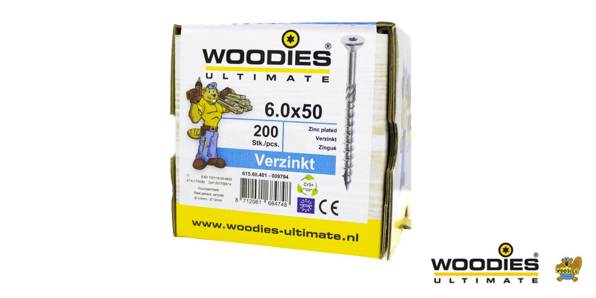 Alternatieve afbeelding voor Woodies Holzbauschrauben verzinkt TORX-30 Senkkopf 6x50/30mm Teilgewinde 200 Stück