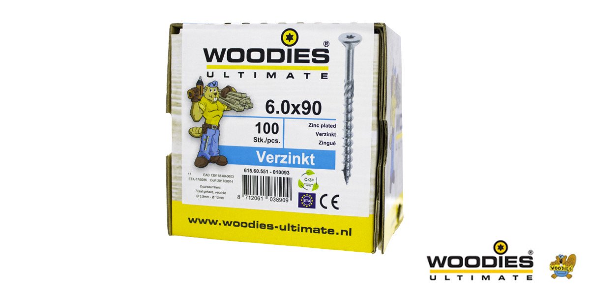 Alternatieve afbeelding voor Woodies Holzbauschrauben verzinkt TORX-30 Senkkopf 6x90/55mm Teilgewinde 100 Stück