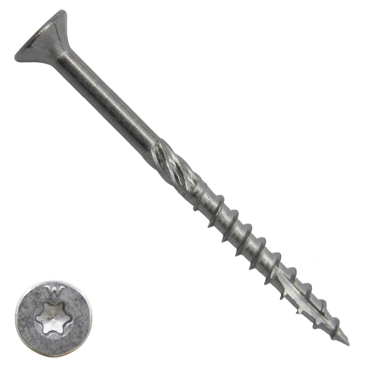 Alternatieve afbeelding voor Woodies Holzbauschrauben Edelstahl C1 / 410 TORX-30 Senkkopf 6x100/60mm Teilgewinde 100 Stück