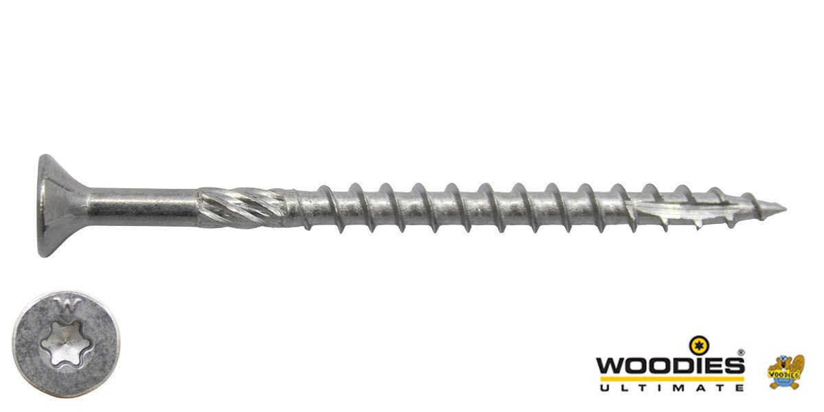 Alternatieve afbeelding voor Woodies Holzbauschrauben Edelstahl C1 / 410 TORX-30 Senkkopf 6x100/60mm Teilgewinde 100 Stück