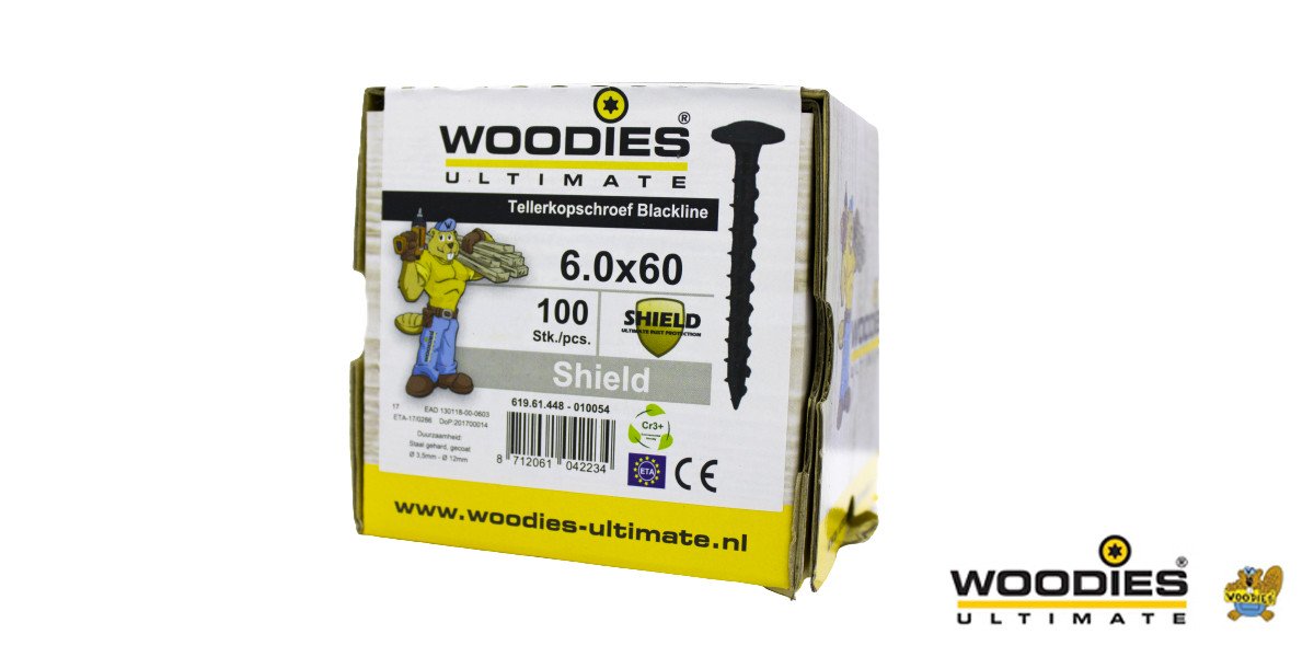 Alternatieve afbeelding voor Woodies Tellerkopf Holzbauschrauben Blackline Shield TORX-30 6x60mm 100 Stück